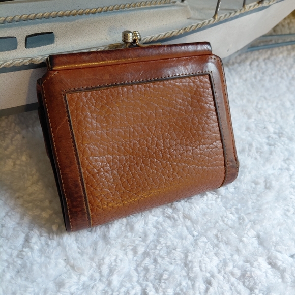 Vintage Dooney & Bourke Leather Wallet Brown ORGANIZER W/ KissLock Coin USA - Picture 2 of 8
